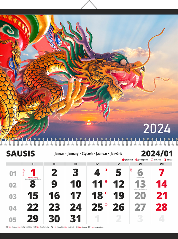 Kalendoriaus maketas 2024 drakonas